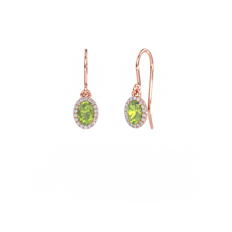 Bild von Ohrhänger Seline 2 ovl 585 Roségold Peridot 6x4 mm