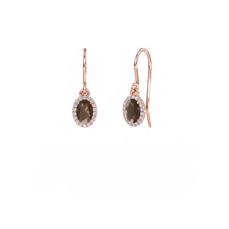 Afbeelding van Oorhangers Seline 2 ovl 585 rosé goud Rookkwarts 6x4 mm