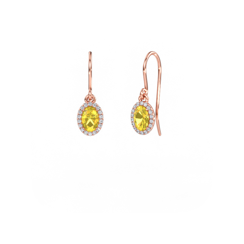 Image de Pendants d'oreilles Seline 2 ovl 585 or rose Saphir jaune 6x4 mm