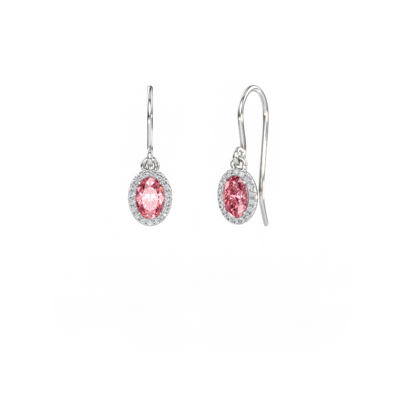 Immagine di Orecchini pendenti Seline 2 ovl 950 platino Diamante lab grown rosa 6x4 mm