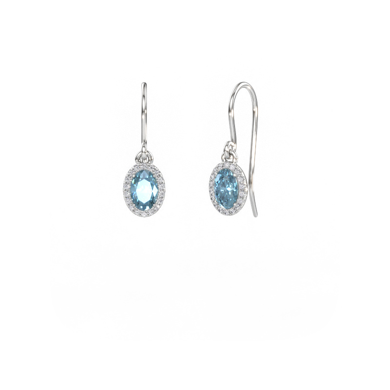 Immagine di Orecchini pendenti Seline 2 ovl 950 platino Diamante lab grown blu 6x4 mm