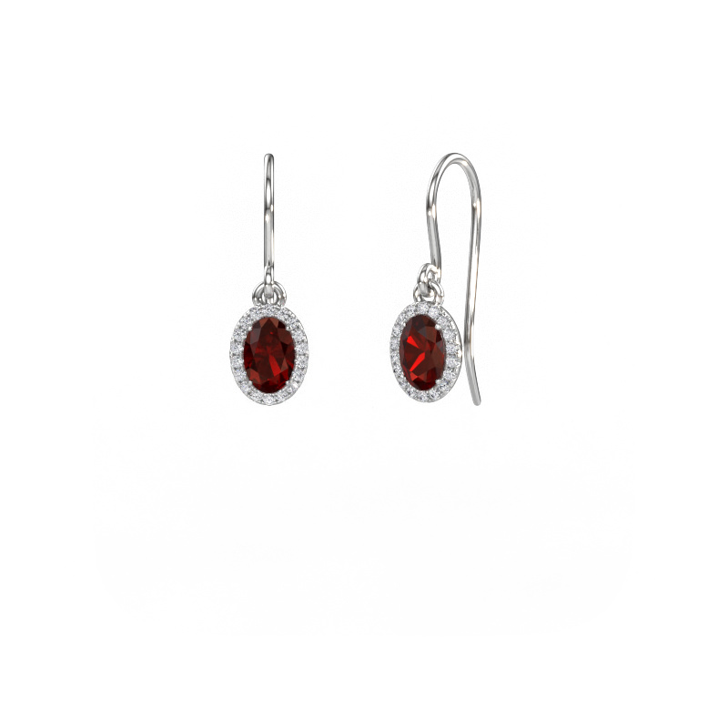 Image of Drop earrings Seline 2 ovl 950 platinum Garnet 6x4 mm