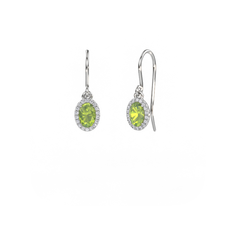 Image of Drop earrings Seline 2 ovl 950 platinum Peridot 6x4 mm