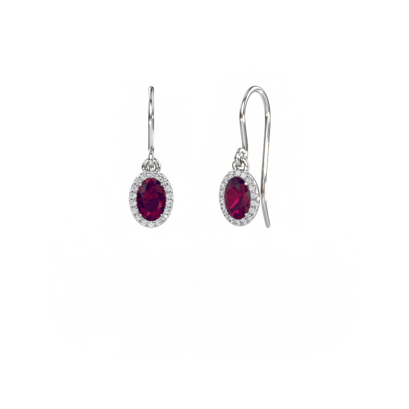 Afbeelding van Oorhangers Seline 2 ovl 585 witgoud Rhodoliet 6x4 mm