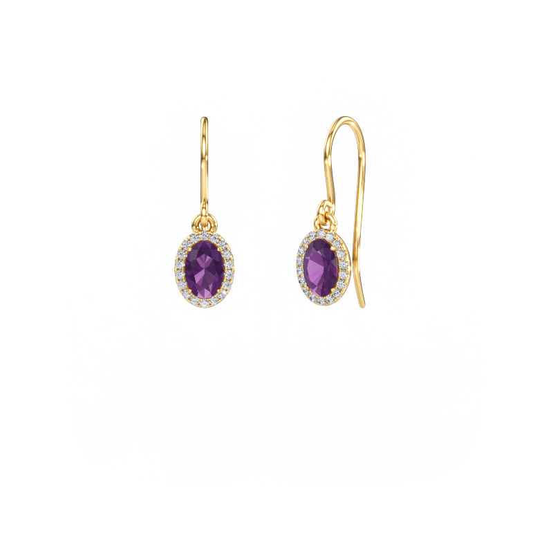 Image de Pendants d'oreilles Seline 2 ovl 585 or jaune Améthyste 6x4 mm