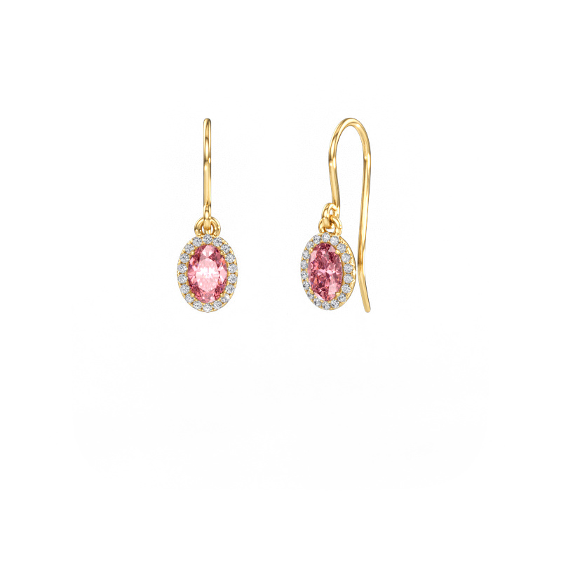 Image of Drop earrings Seline 2 ovl 585 gold Pink lab grown diamond 6x4 mm