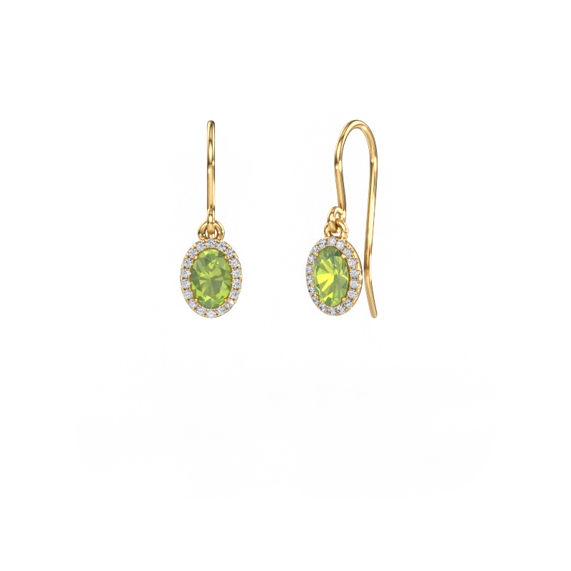 Image of Drop earrings Seline 2 ovl 585 gold Peridot 6x4 mm