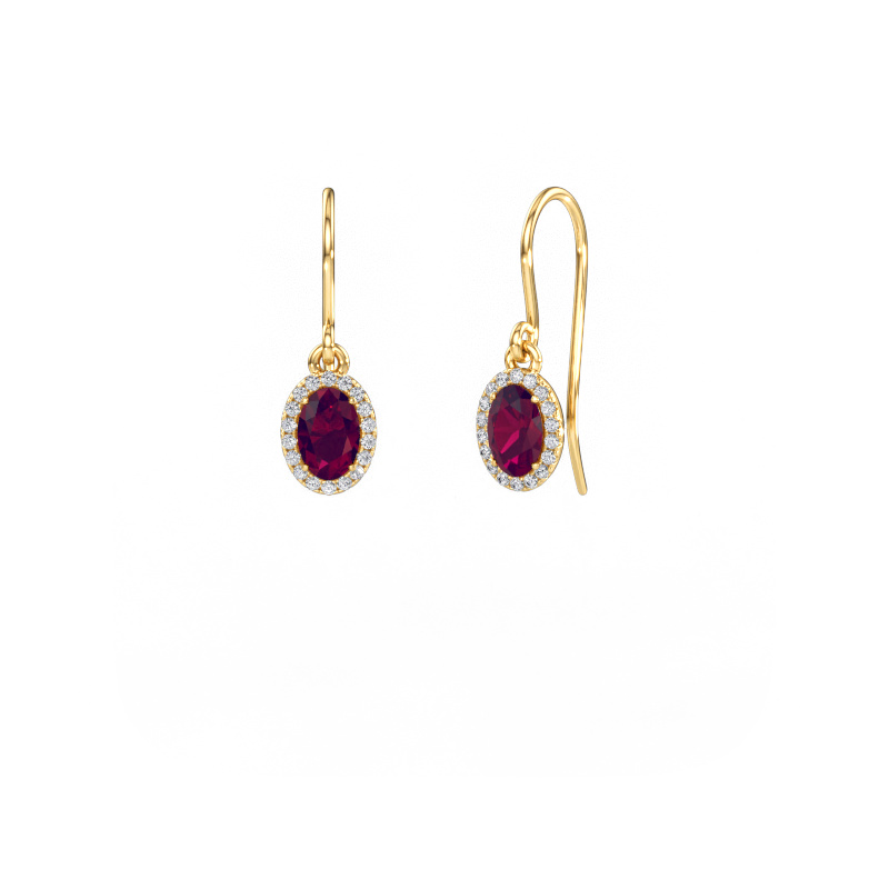 Bild von Ohrhänger Seline 2 ovl 585 Gold Rhodolit 6x4 mm