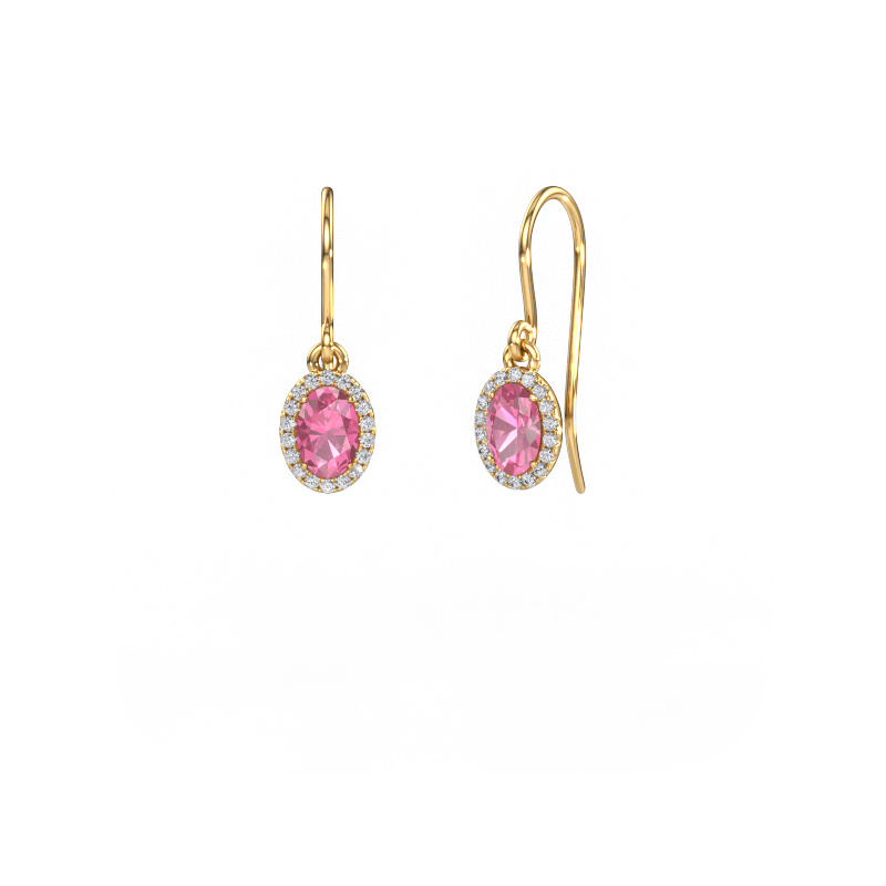 Afbeelding van Oorhangers Seline 2 ovl 585 goud Roze saffier 6x4 mm