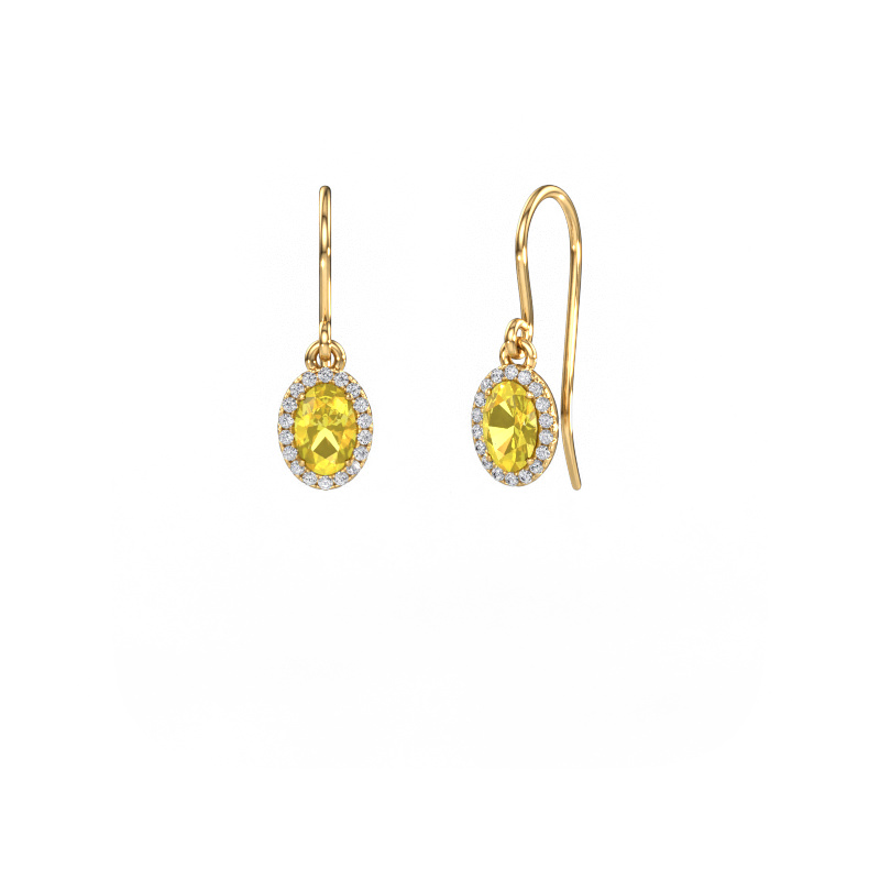 Afbeelding van Oorhangers Seline 2 ovl 585 goud Gele saffier 6x4 mm