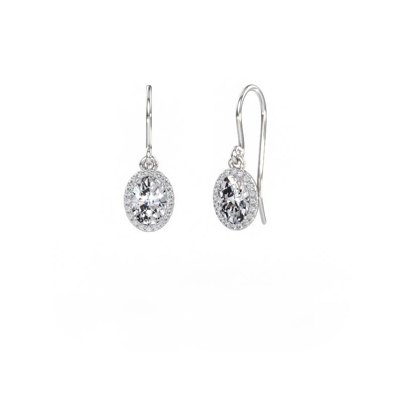 Image of Drop earrings Seline 2 ovl 585 white gold Diamond 1.580 crt