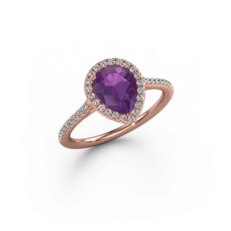 Bild von Verlobungsring Seline per 2 585 Roségold Amethyst 8x6 mm