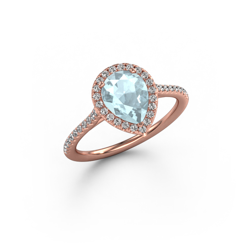 Image of Engagement ring Seline per 2 585 rose gold Aquamarine 8x6 mm