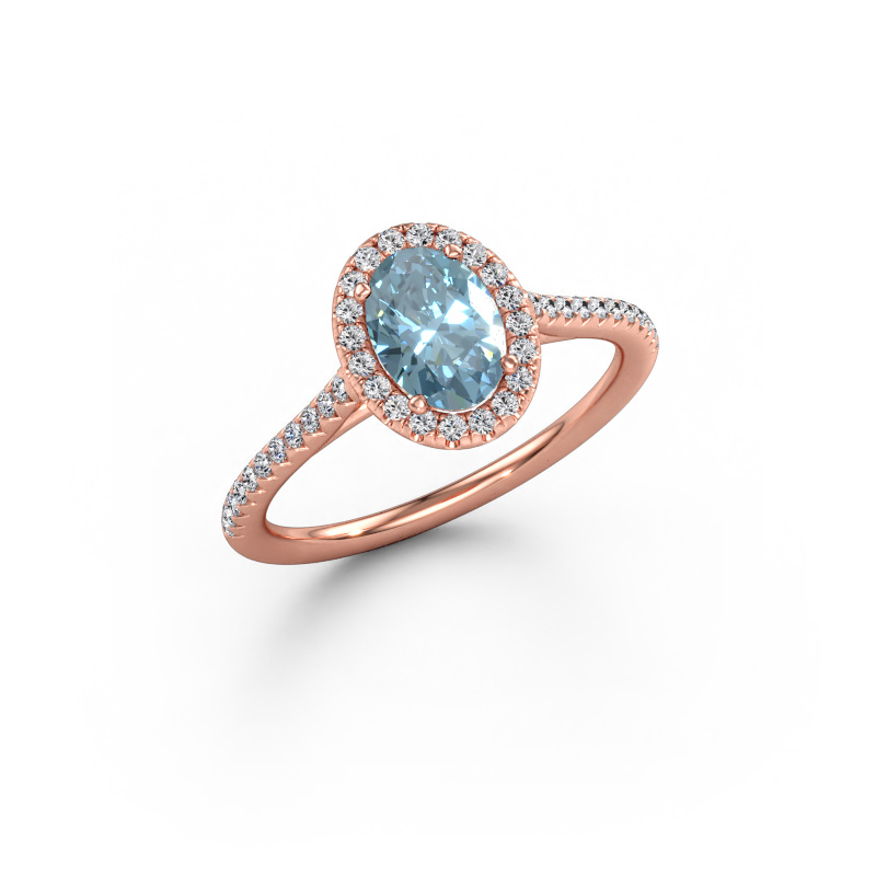 Bild av Förlovningsring Seline ovl 2 585 roséguld Blå labbodlad diamant 7x5 mm