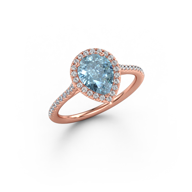 Immagine di Anello di fidanzamento Seline per 2 585 oro rosa Diamante lab grown blu 8x6 mm