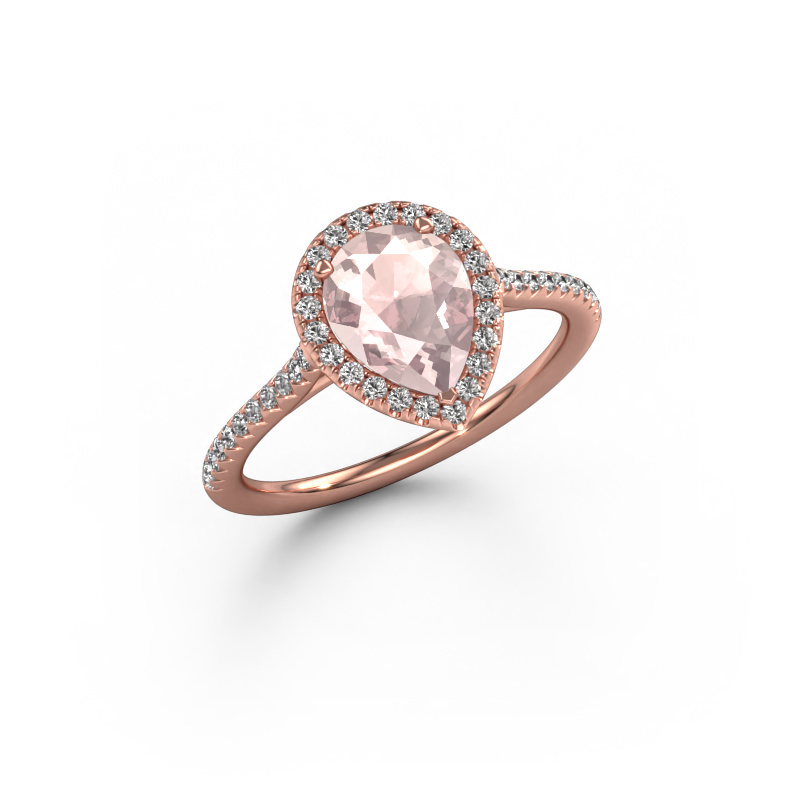 Image of Engagement ring Seline per 2 585 rose gold Morganite champagne 8x6 mm