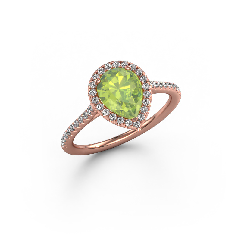 Image of Engagement ring Seline per 2 585 rose gold Peridot 8x6 mm