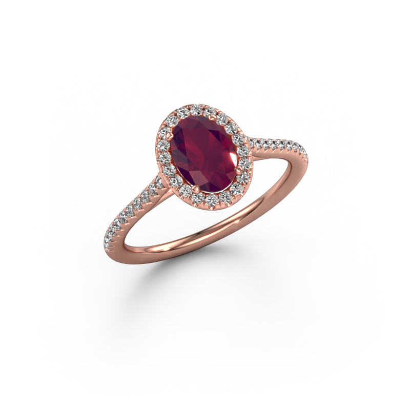 Image de Bague de fiançailles Seline ovl 2 585 or rose Rhodolite 7x5 mm