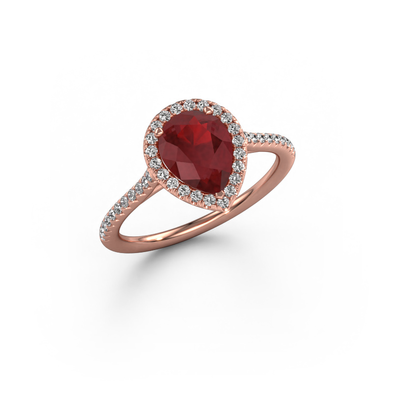 Image of Engagement ring Seline per 2 585 rose gold Ruby 8x6 mm