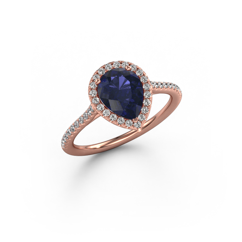 Image of Engagement ring Seline per 2 585 rose gold Sapphire 8x6 mm