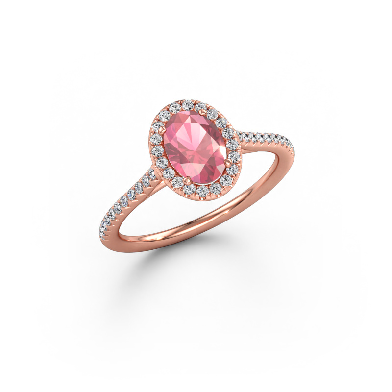 Immagine di Anello di fidanzamento Seline ovl 2 585 oro rosa Tormalina rosa 7x5 mm