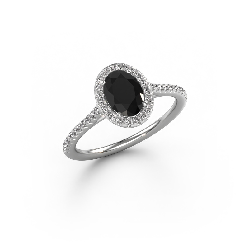 Image de Bague de fiançailles Seline ovl 2 585 or blanc Diamant noir 1.331 crt