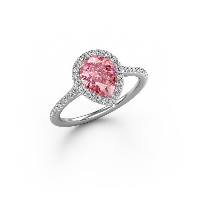 Image de Bague de fiançailles Seline per 2 950 platine Diamant synthétique roze 8x6 mm