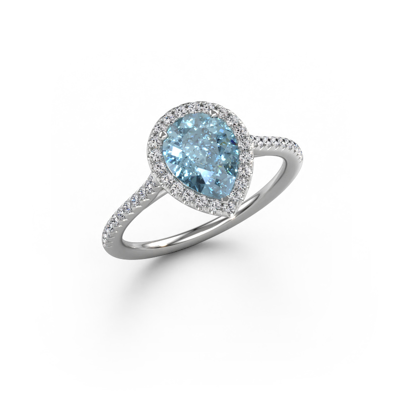 Image de Bague de fiançailles Seline per 2 950 platine Diamant synthétique bleu 8x6 mm