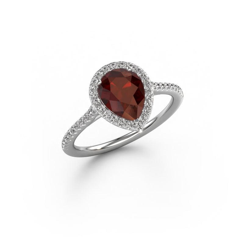 Image of Engagement ring Seline per 2 585 white gold Garnet 8x6 mm