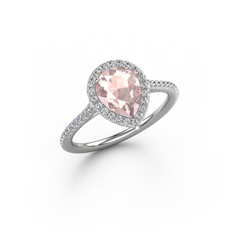 Image de Bague de fiançailles Seline per 2 585 or blanc Champagne morganite 8x6 mm