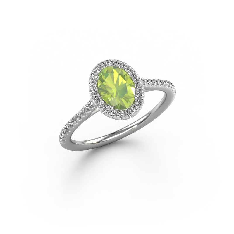 Bild von Verlobungsring Seline ovl 2 585 Weißgold Peridot 7x5 mm