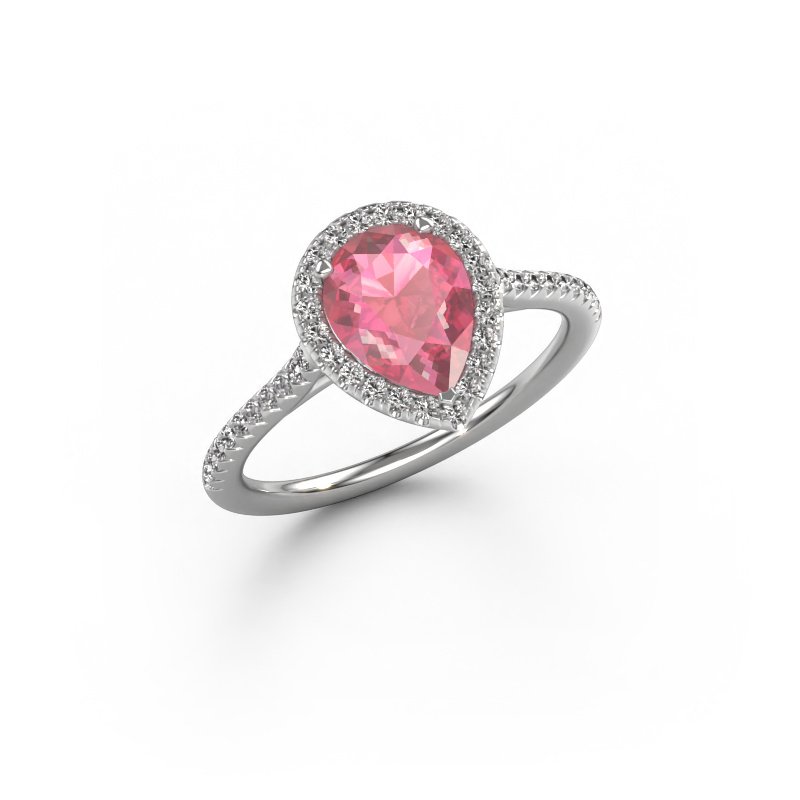 Image of Engagement ring Seline per 2 585 white gold Tourmaline pink 8x6 mm