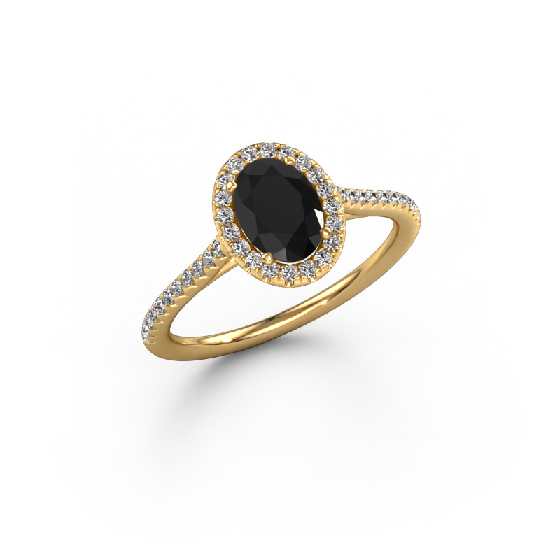 Image de Bague de fiançailles Seline ovl 2 585 or jaune Diamant noir 1.331 crt
