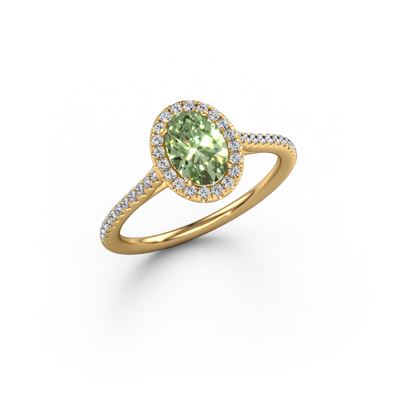 Image of Engagement ring Seline ovl 2 585 gold Green lab grown diamond 7x5 mm