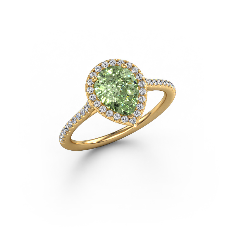 Image of Engagement ring Seline per 2 585 gold Green lab grown diamond 8x6 mm