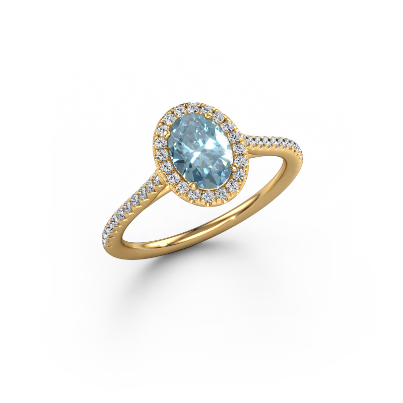 Image of Engagement ring Seline ovl 2 585 gold Blue lab grown diamond 7x5 mm