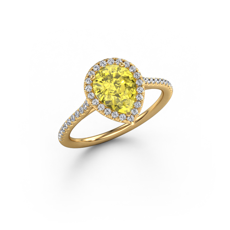 Image of Engagement ring Seline per 2 585 gold Yellow lab grown diamond 8x6 mm