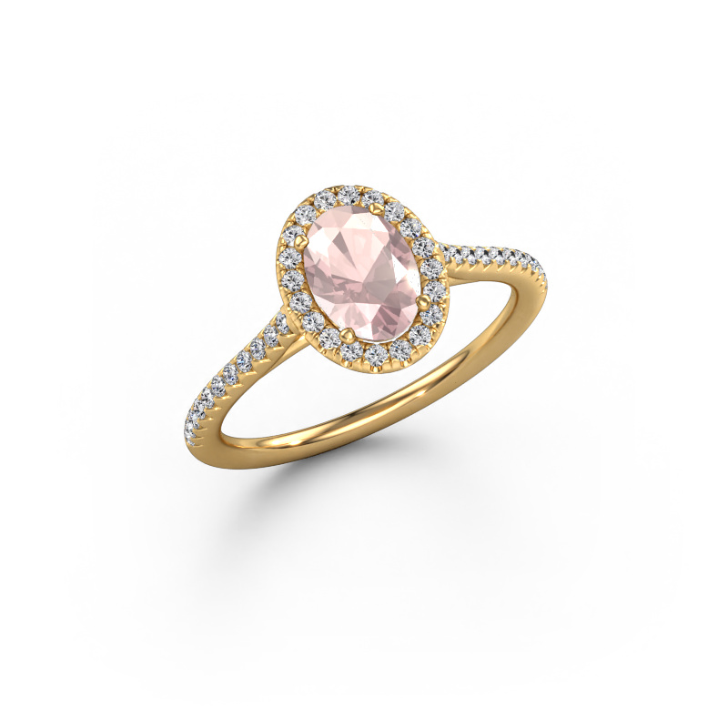 Image of Engagement ring Seline ovl 2 585 gold Morganite champagne 7x5 mm