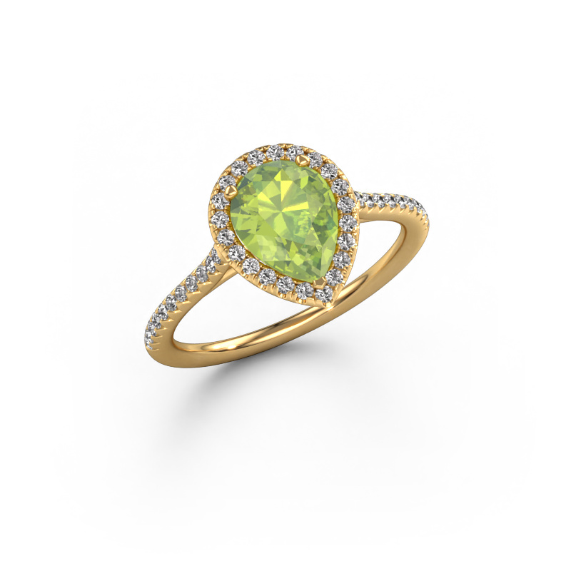 Image of Engagement ring Seline per 2 585 gold Peridot 8x6 mm