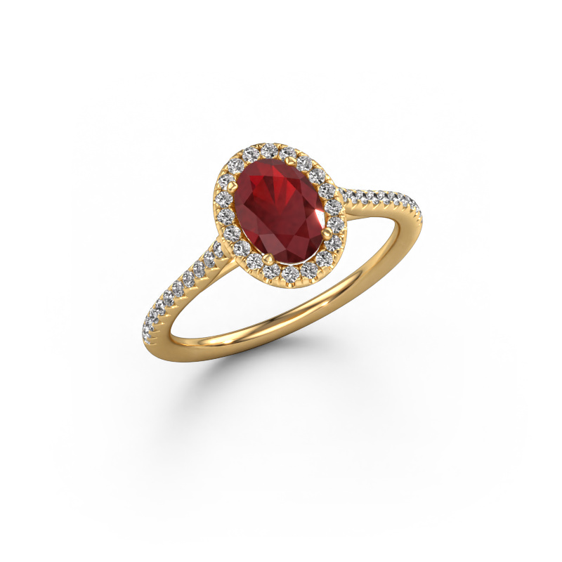 Image of Engagement ring Seline ovl 2 585 gold Ruby 7x5 mm