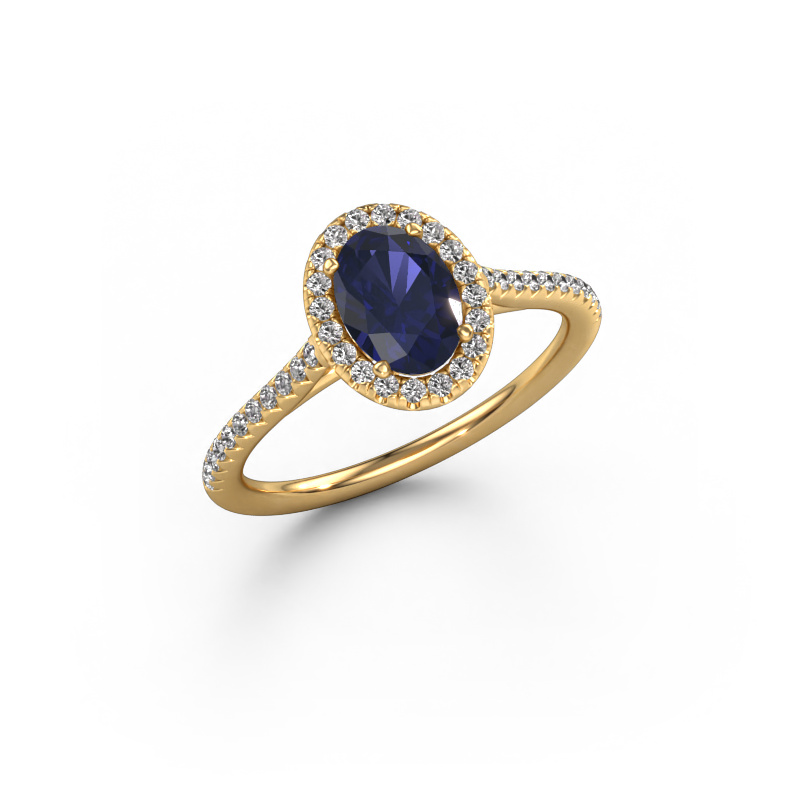 Image of Engagement ring Seline ovl 2 585 gold Sapphire 7x5 mm