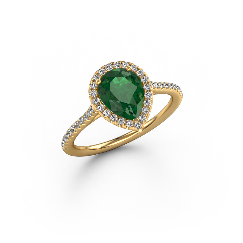 Image of Engagement ring Seline per 2 585 gold Emerald 8x6 mm