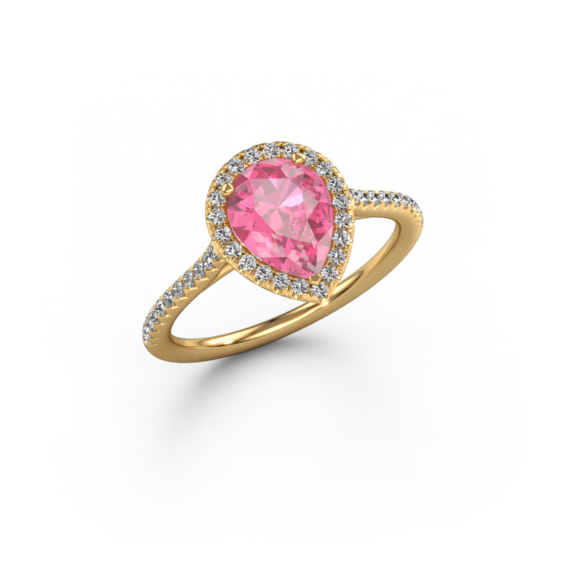 Image of Engagement ring Seline per 2 585 gold Pink sapphire 8x6 mm