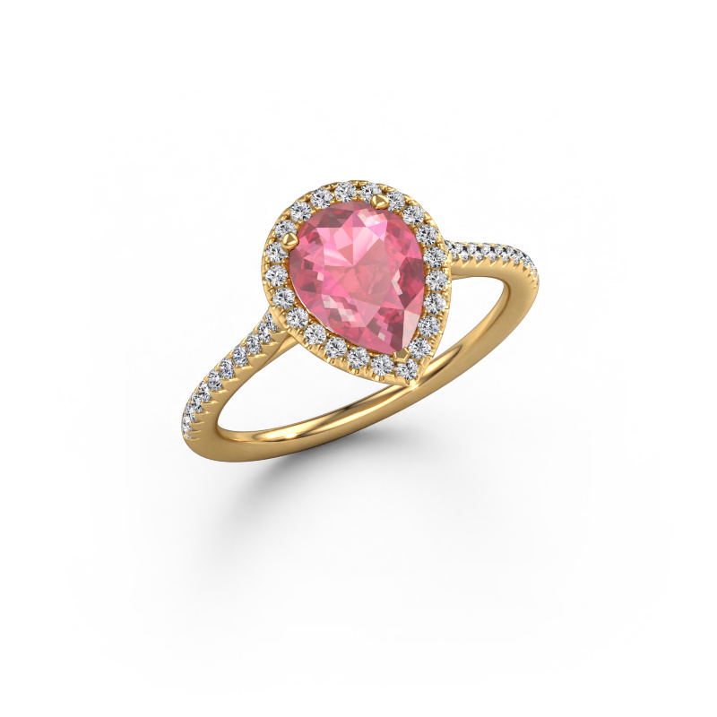 Image of Engagement ring Seline per 2 585 gold Tourmaline pink 8x6 mm