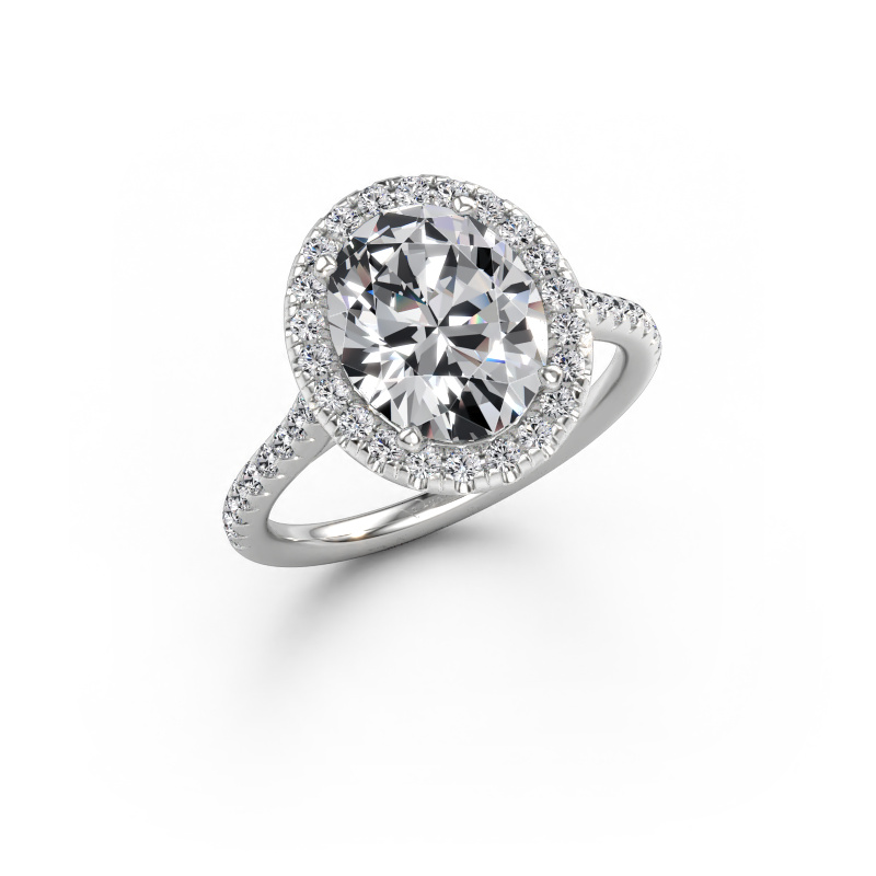 Immagine di Anello di fidanzamento Seline ovl 2 950 platino Diamante lab grown 3.18 crt