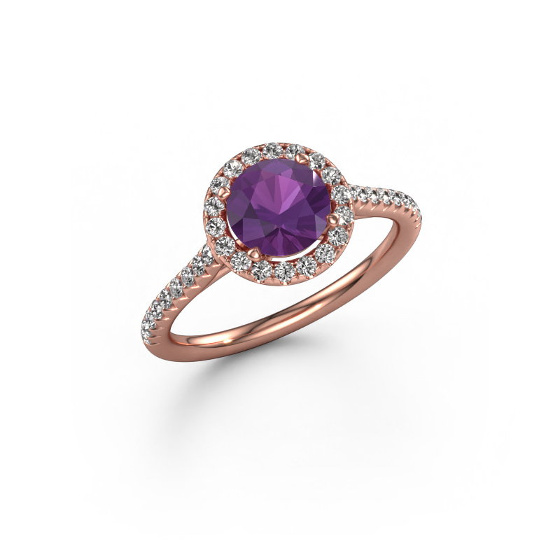 Image de Bague de fiançailles Seline rnd 2 585 or rose Améthyste 6.5 mm