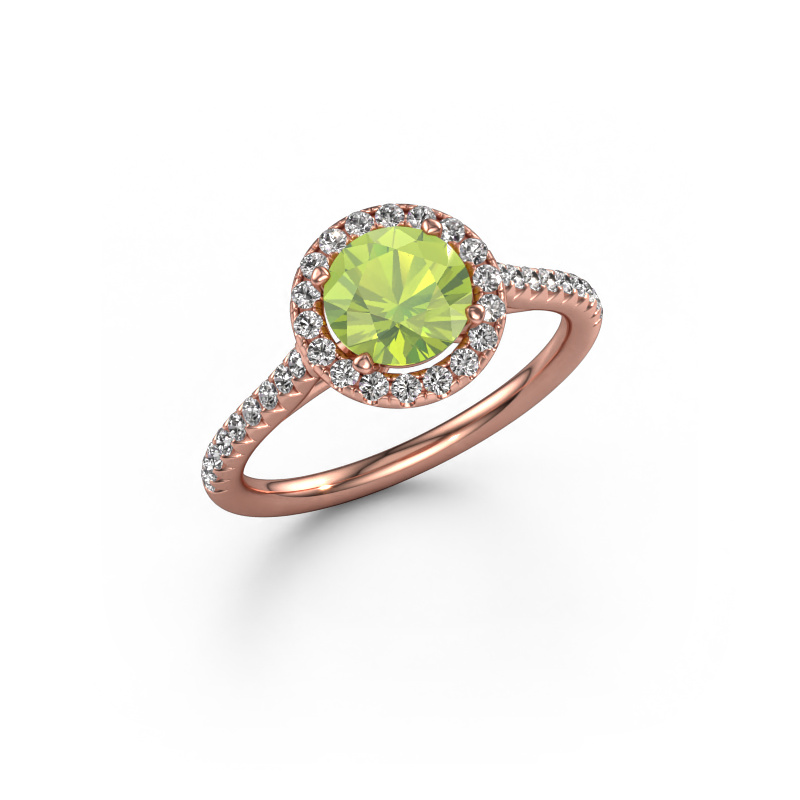 Image of Engagement ring Seline rnd 2 585 rose gold Peridot 6.5 mm