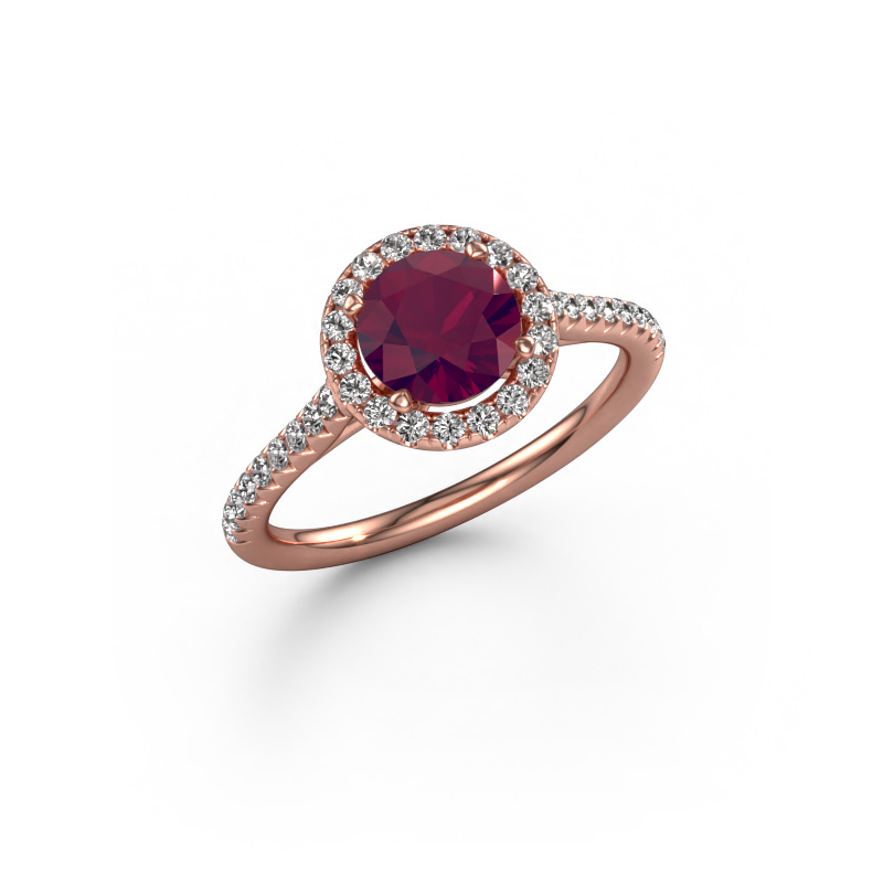 Image of Engagement ring Seline rnd 2 585 rose gold Rhodolite 6.5 mm