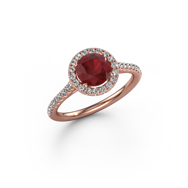 Image of Engagement ring Seline rnd 2 585 rose gold Ruby 6.5 mm