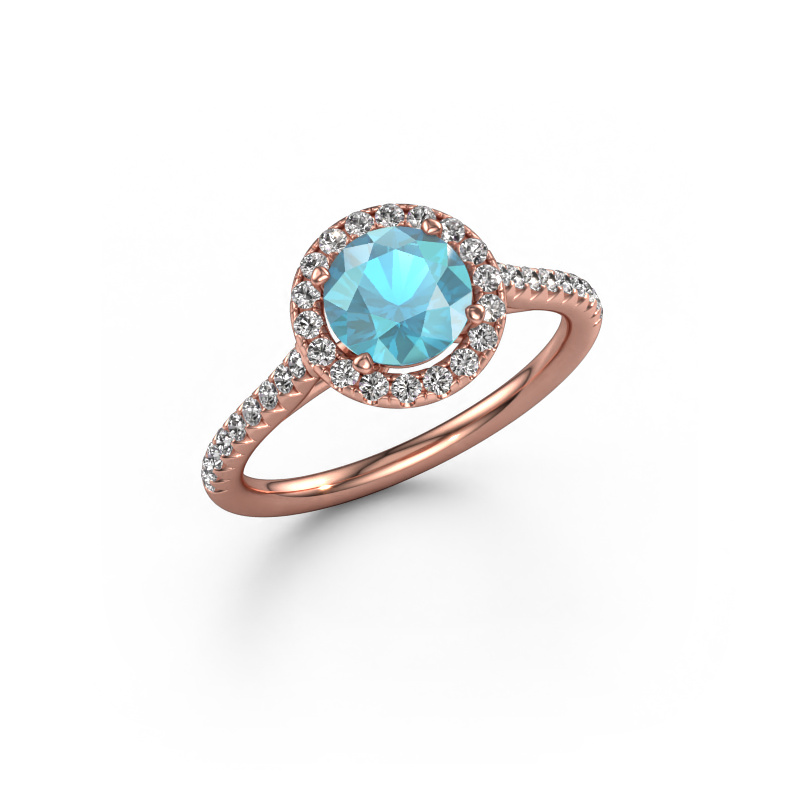 Bild von Verlobungsring Seline rnd 2 585 Roségold Blau Topas 6.5 mm